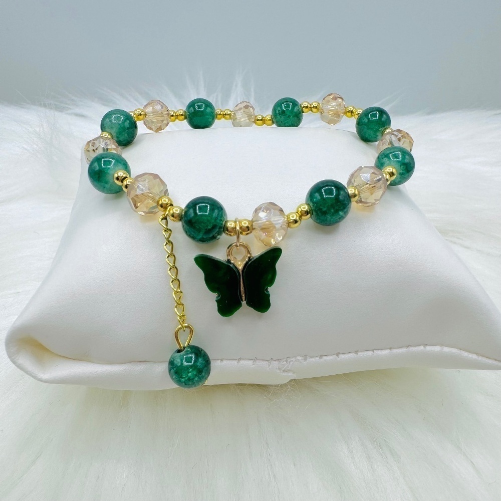 Green Butterfly Beaded Bracelet